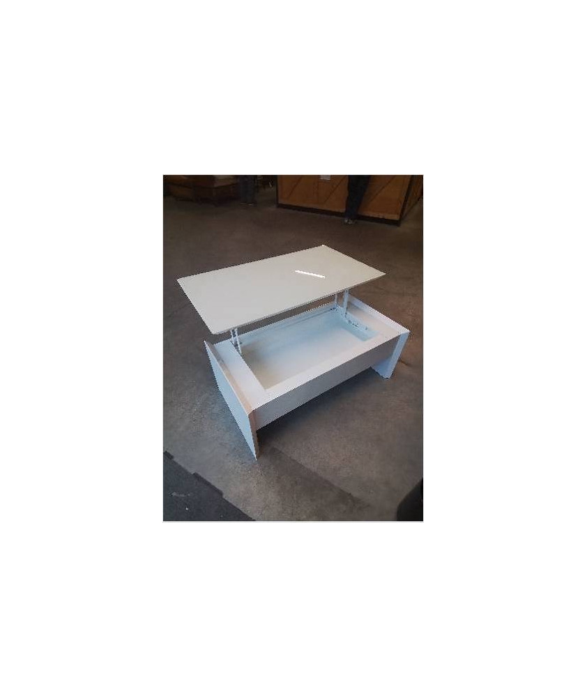 TABLE BASSE COFFRE PLATEAU RELEVABLE BOIS BLANC LAQUÉ DESSUS PLATEAU VERRE BLANC TABLE BASSE COFFRE PLATEAU RELEVABLE BOIS BLANC LAQUÉ DESSUS PLATEAU VERRE BLANC