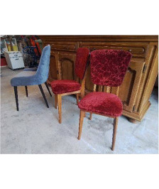 CHAISE EN VELOUR FLEURI ANNEE 60