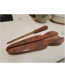 OUVRE LETTRE EN LAITON ET BOIS