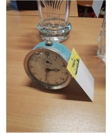 RÉVEIL MÉTAL ÉMAILLÉ BLEU BAYARD ANNÉES 50 EN L ETAT