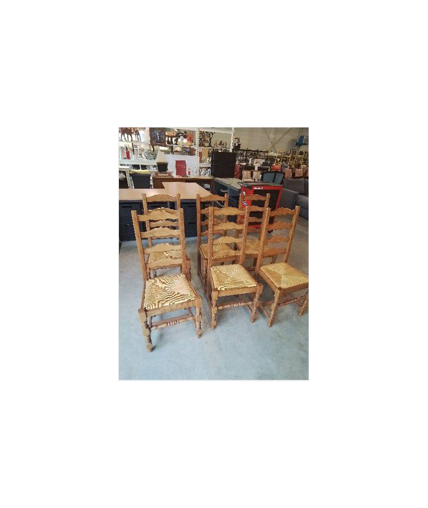 6 CHAISES BOIS CLAIR PAILLÉ A ENTRETOISE PIEDS BALUSTRE DOSSIER 4 BARREAUX 6 CHAISES BOIS CLAIR PAILLÉ A ENTRETOISE PIEDS BALUSTRE DOSSIER 4 BARREAUX