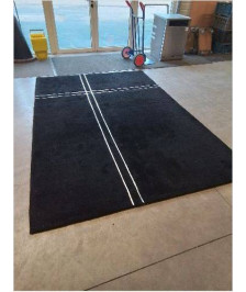 TAPIS LAINE FAIT MAIN NOIR ET ARGENTÉ ROCHEBOBOIS SQUARE NOIR 200X300