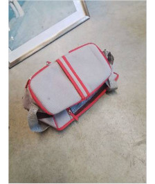 SAC DE TRANSPORT ANIMAUX TISSU GRIS ET ROUGE