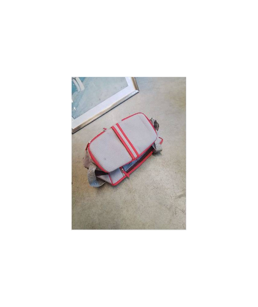 SAC DE TRANSPORT ANIMAUX TISSU GRIS ET ROUGE