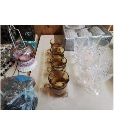 LOT DE 4 PETITS VERRE APÉRITIF JAUNE 