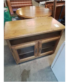 MEUBLE TV BOIS CLAIR 2 PORTES VITRÉES 