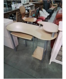 BUREAU INFORMATIQUE MÉTAL GRIS ET BOIS CLAIR 
