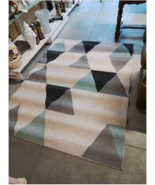 TAPIS TRIANGLES NOIR BLEU ECRU 195X150