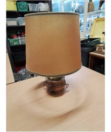 LAMPE BOIS TOURNÉ ET LAITON AJ OCRE 