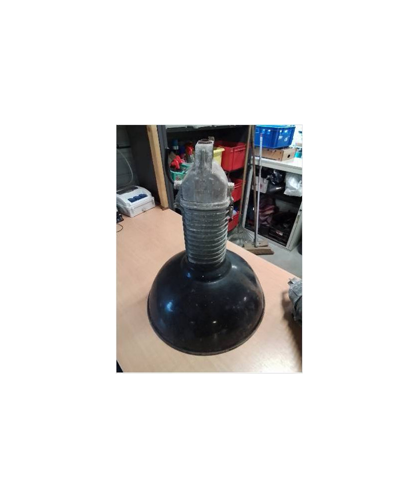 SUSPENSION INDUSTRIEL PHILIPS MÉTAL ÉMAILLÉE NOIR ANNÉES 5065X52 SUSPENSION INDUSTRIEL PHILIPS MÉTAL ÉMAILLÉE NOIR ANNÉES 5065X52