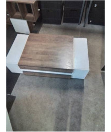 TABLE BASSE RECTANGULAIRE BOIS MARRON ET BLANC 