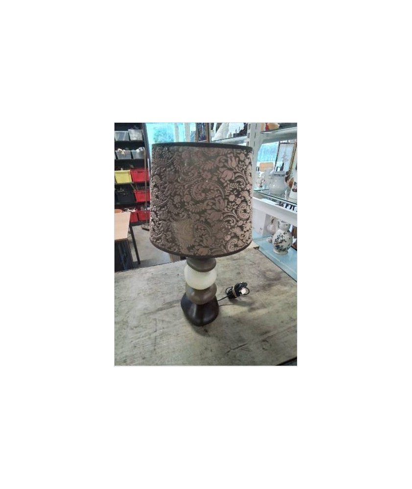 LAMPE GALETS CÉRAMIQUE AJ TISSU FLEURI 