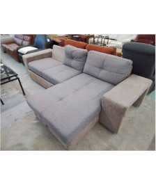 CANAPÉ D’ANGLE BEIGE ET GRIS EN TISSUS 