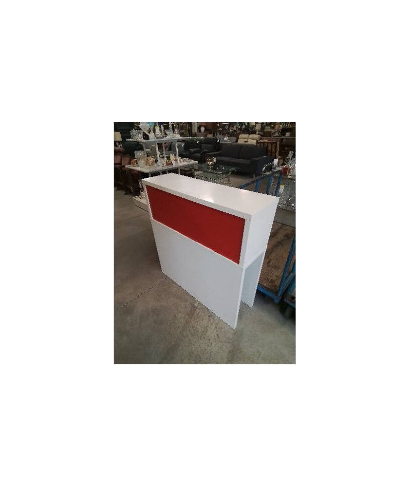 ÉTAGÈRE BOIS BLANC ET ROUGE 1 NICHE 