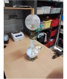 LAMPE CÉRAMIQUE ET LAITON AJ BOULE VERRE 