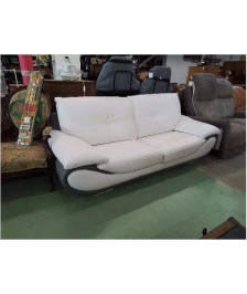 CANAPE EN CUIR BLANC/GRIS 2/3 PLACES DESIGN CONTEMPORAIN