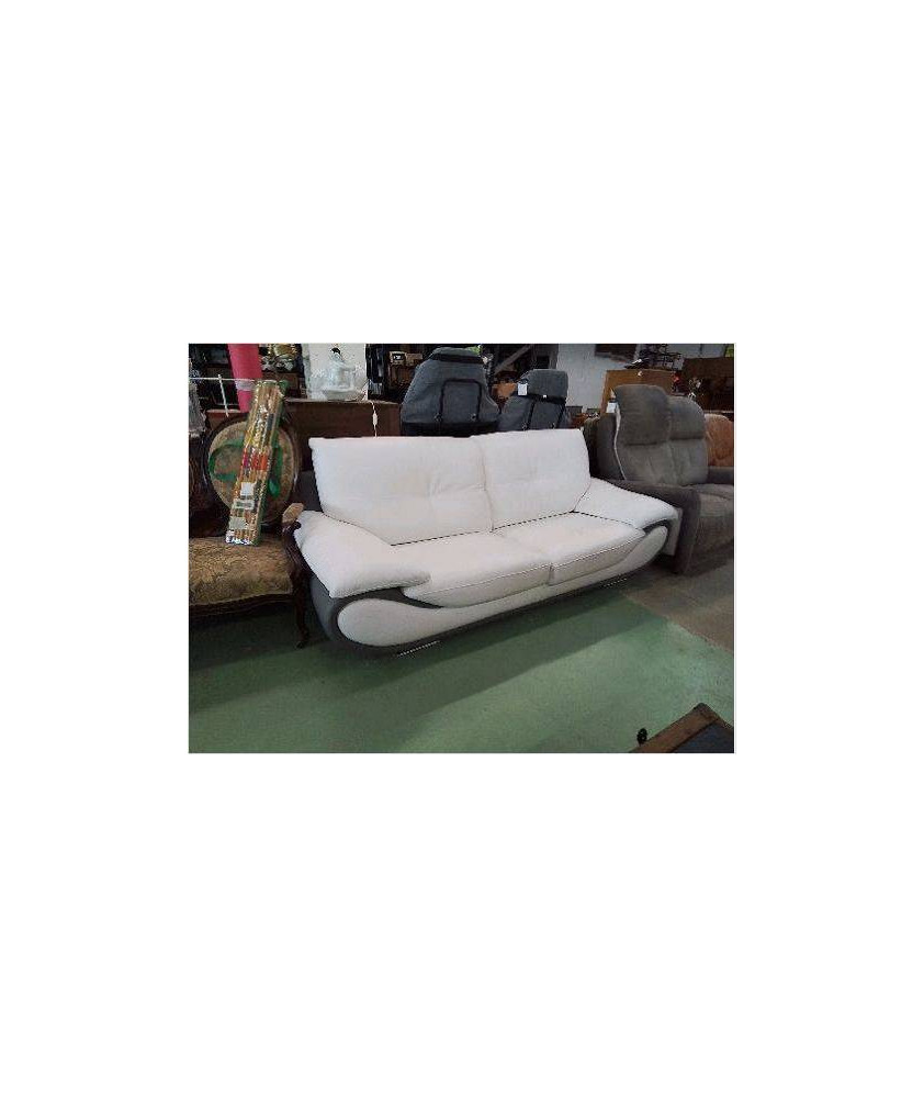 CANAPE EN CUIR BLANC/GRIS 2/3 PLACES DESIGN CONTEMPORAIN