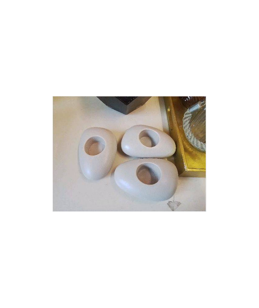 LOT DE 3 BOUGEOIR GALET 