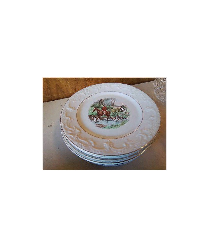 LOT DE 10 ASSIETTES EN PORCELAINE OPAQUE 