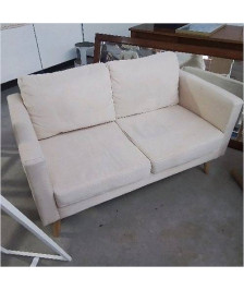 CANAPE 2 PLACES TISSU BEIGE PIED BOIS