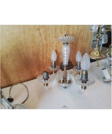 PETIT LUSTRE ART DECO VERRE ET LAITON