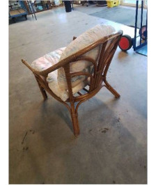 FAUTEUIL ROTIN COUSSINS TISSU FLEURI ANNÉES 70