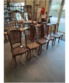 6 CHAISES ASSISE ET DOSSIER CANNÉ STYLE RÉGENCE COQUILLE 