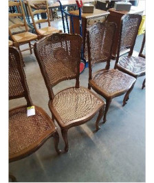 6 CHAISES ASSISE ET DOSSIER CANNÉ STYLE RÉGENCE COQUILLE 