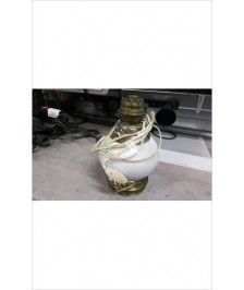 PIED DE LAMPE BLANC ET LAITON