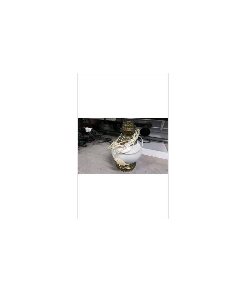 PIED DE LAMPE BLANC ET LAITON