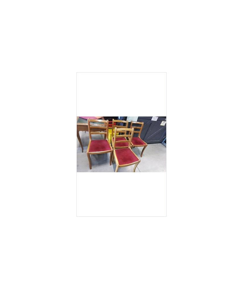 CHAISE BOIS TISSU ROUGE 
