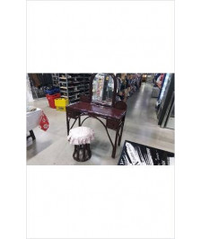 COIFFEUSE ROTIN BORDEAUX + TABOURET 