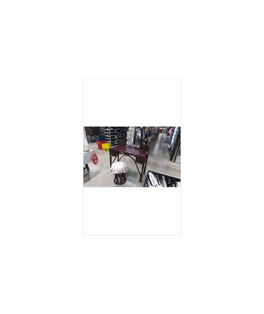 COIFFEUSE ROTIN BORDEAUX + TABOURET 