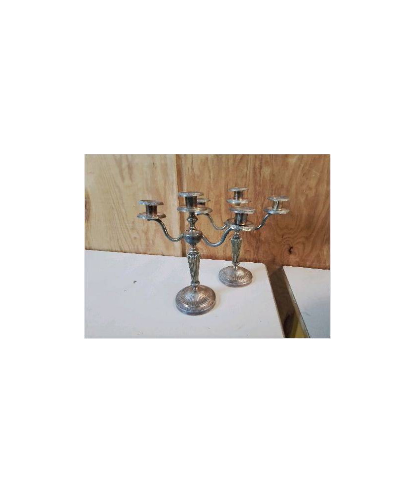 PAIRE DE CHANDELIER EN METAL ARGENTÉ