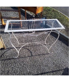 CONSOLE EN FER ET VERRE. 