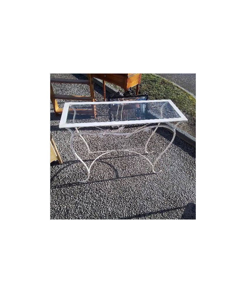 CONSOLE EN FER ET VERRE. 