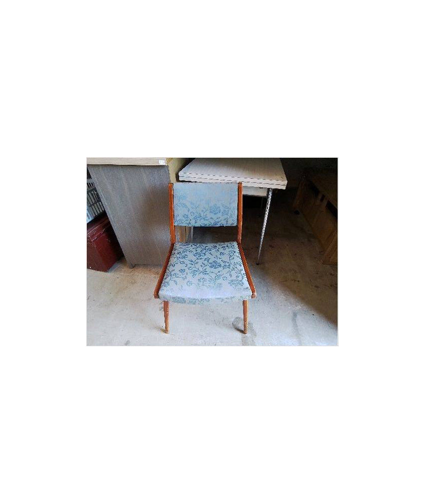 CHAISE TISSUS BLEU MOTIF FLORAL 