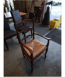 FAUTEUIL DE CHEMINÉE BOIS PAILLÉ STYLE REGENCE COQUILLE 