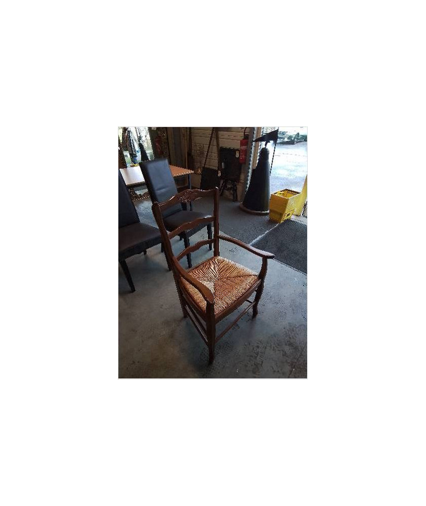 FAUTEUIL DE CHEMINÉE BOIS PAILLÉ STYLE REGENCE COQUILLE 