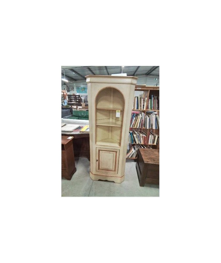 ENCOIGNURE BOIS CERUSE  MOULURÉ 3 NICHES 1 PORTE 
