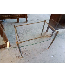 TABLE DE SALON VERRE ET LAITON 
