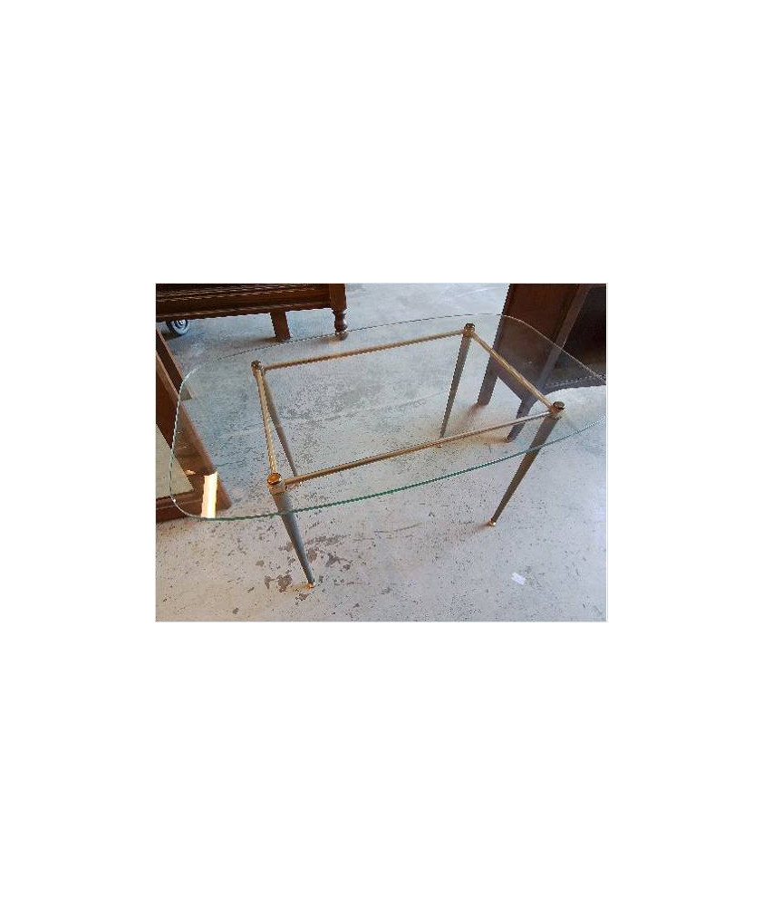 TABLE DE SALON VERRE ET LAITON 