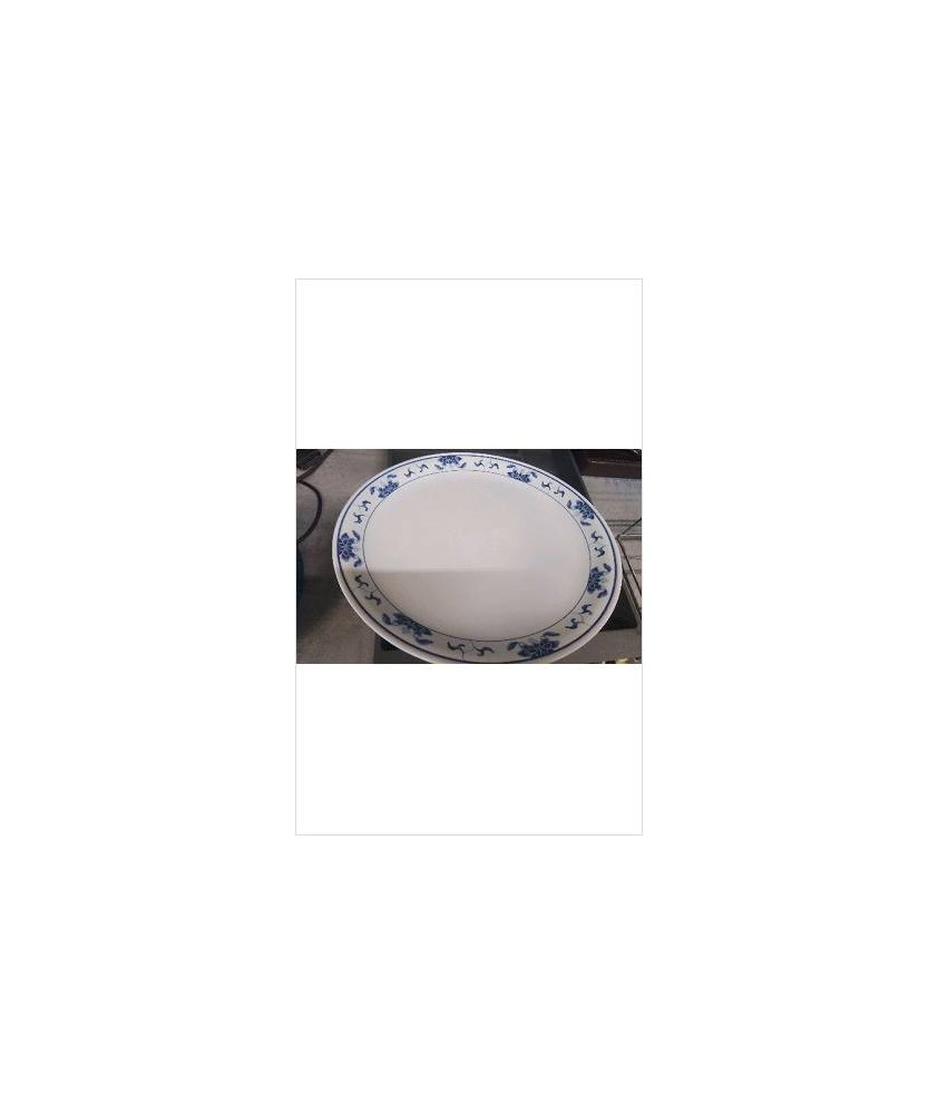 PLAT ROND PLASTIQUE BLANC BLEU 