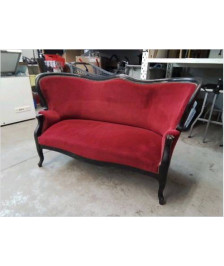 BANQUETTE 2/3 NAPOLEON III VELOURS ROUGE