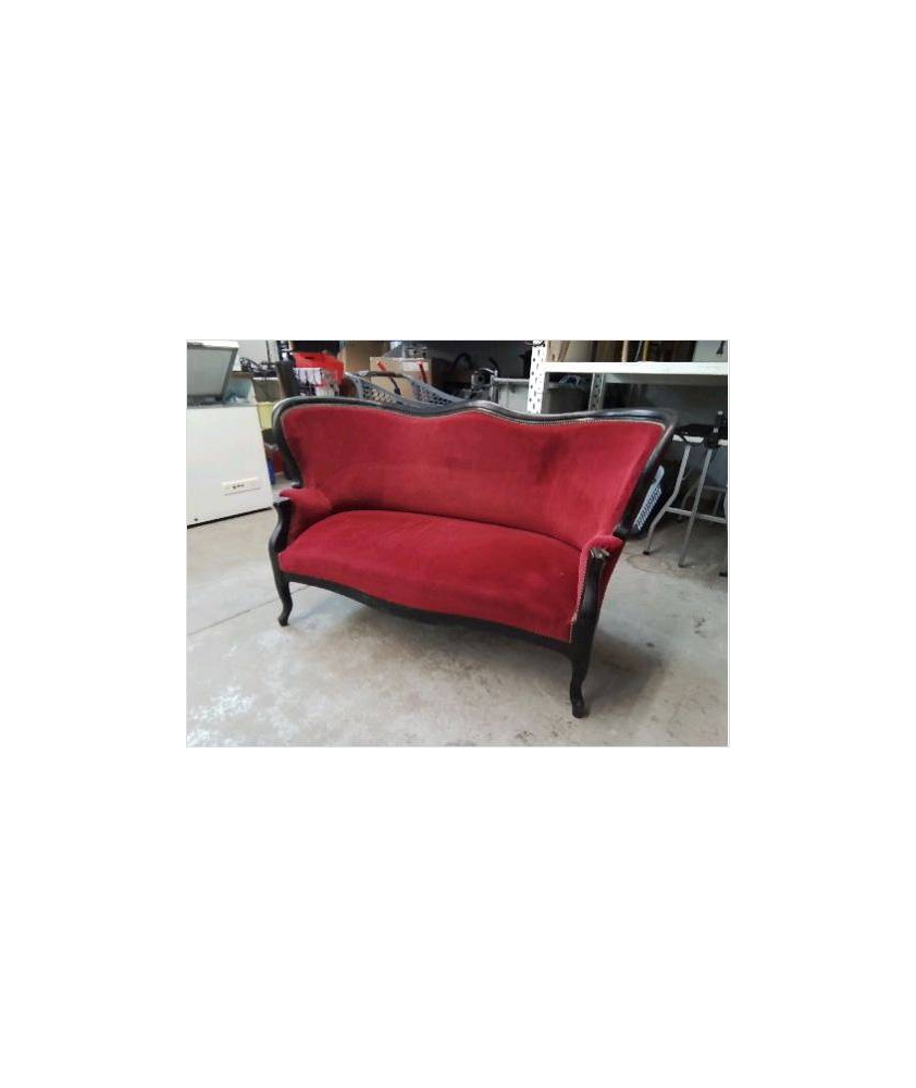 BANQUETTE 2/3 NAPOLEON III VELOURS ROUGE