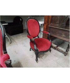 FAUTEUIL NAPOLEON III VELOURS ROUGE