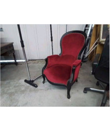 FAUTEUIL NAPOLEON III VELOURS ROUGE