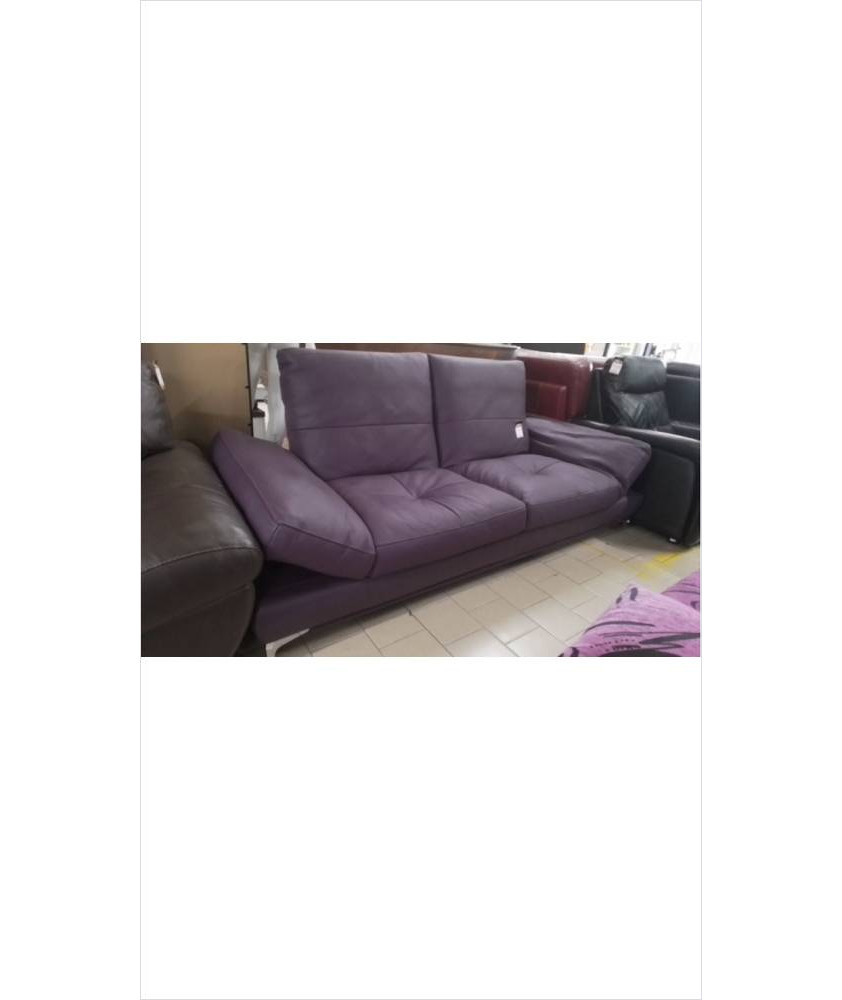 CANAPE 3PL. CUIR PRUNE