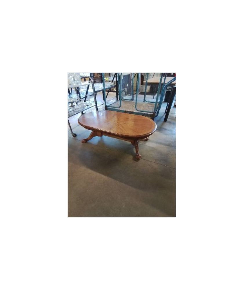 TABLE BASSE OVALE A ENTRETOISE BOIS CLAIR