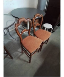 CHAISE DOSSIER ÉCHANCRÉ BOIS CAPITONNÉ TISSU OCRE NAPOLÉON III 